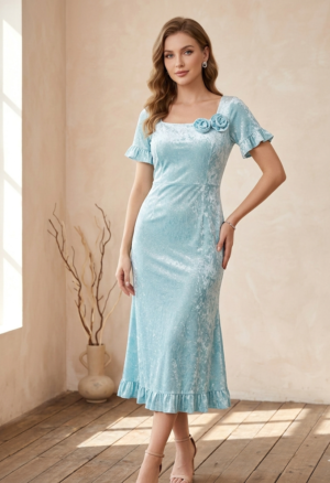 the celestial frost crushed velvet middress