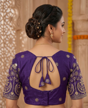 royal purple zari work designer blouse