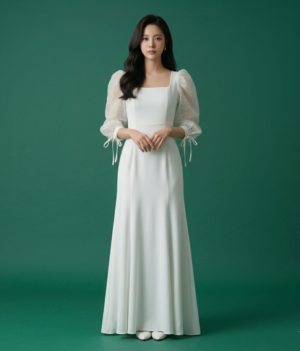 the celestial white puff sleeve dress