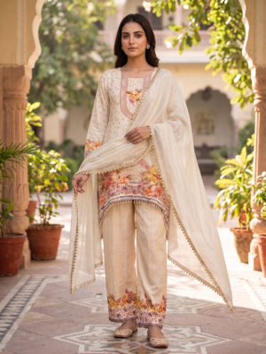Gulzar-e-Noor Floral Printed Suit 3 Set Design Kurti