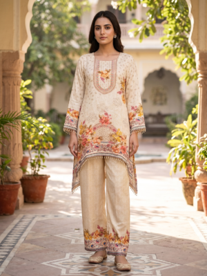 Gulzar-e-Noor Floral Printed Suit 3 Set Design Kurti