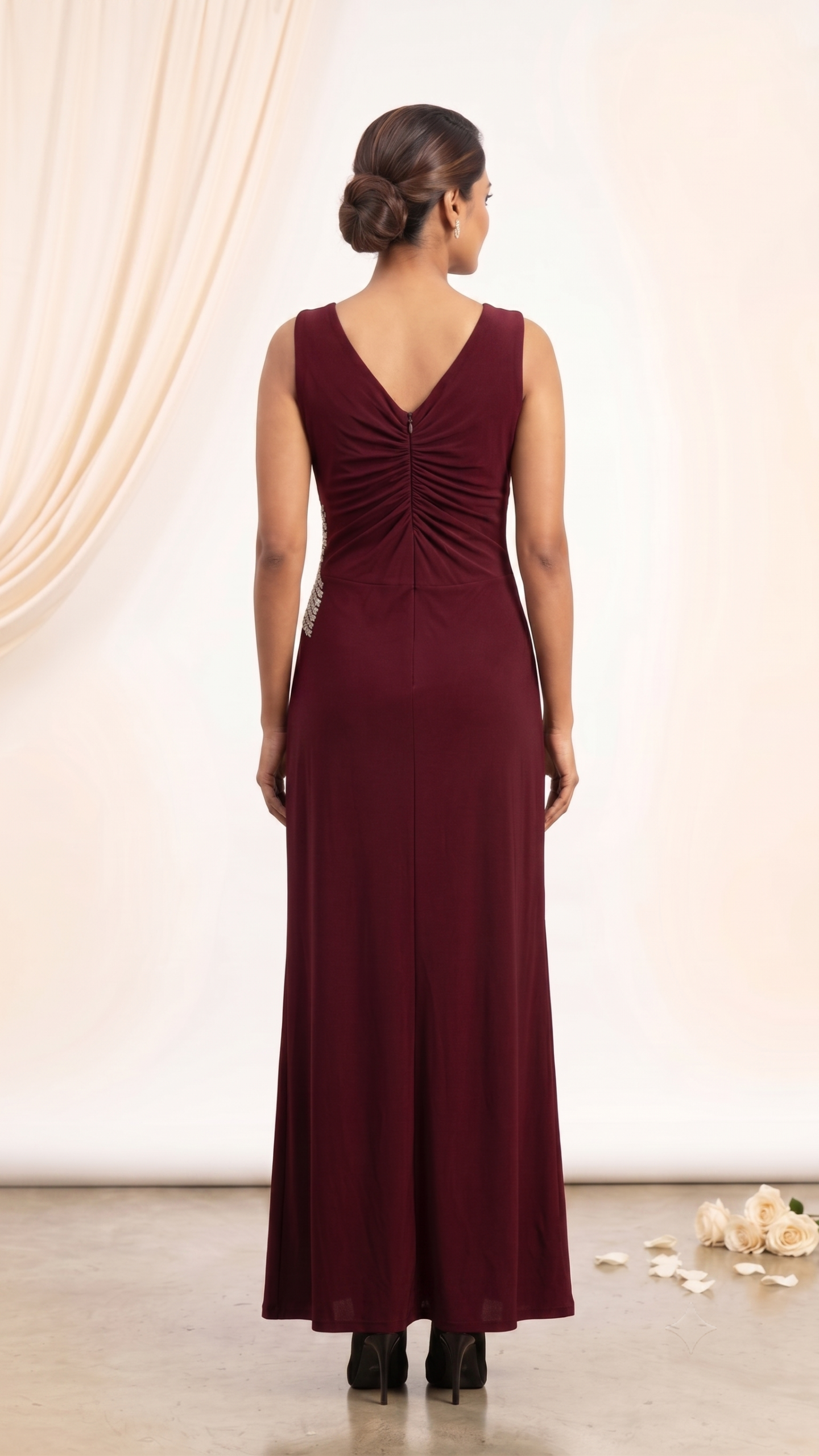 The Crescent Crystal Wine Red One Piece - Image 3