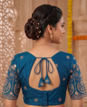 royal peacocke silk embroidered sweetheart neck blous