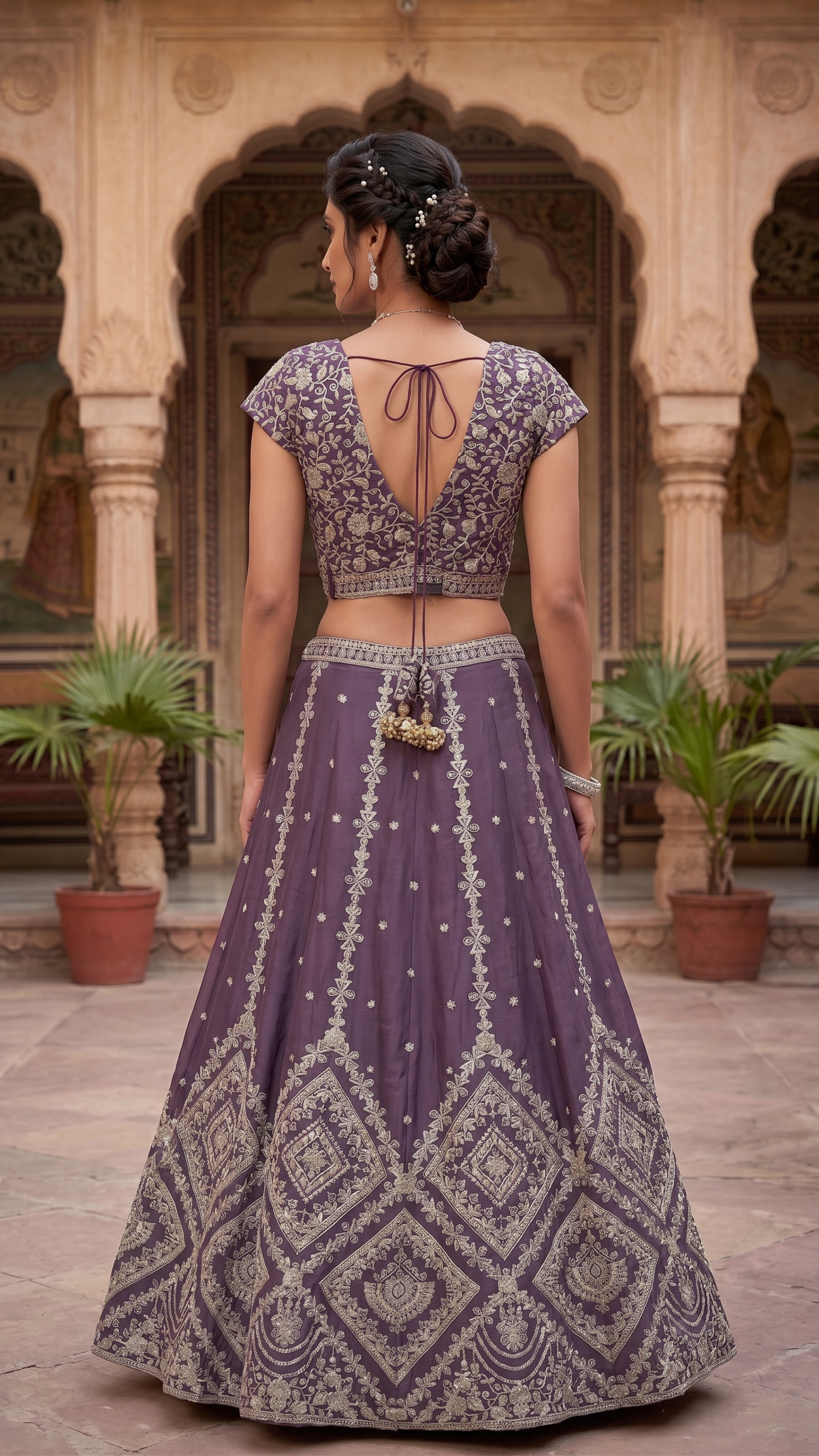 Imperial Purple Zari & Resham Work Designer Lehenga - Image 4