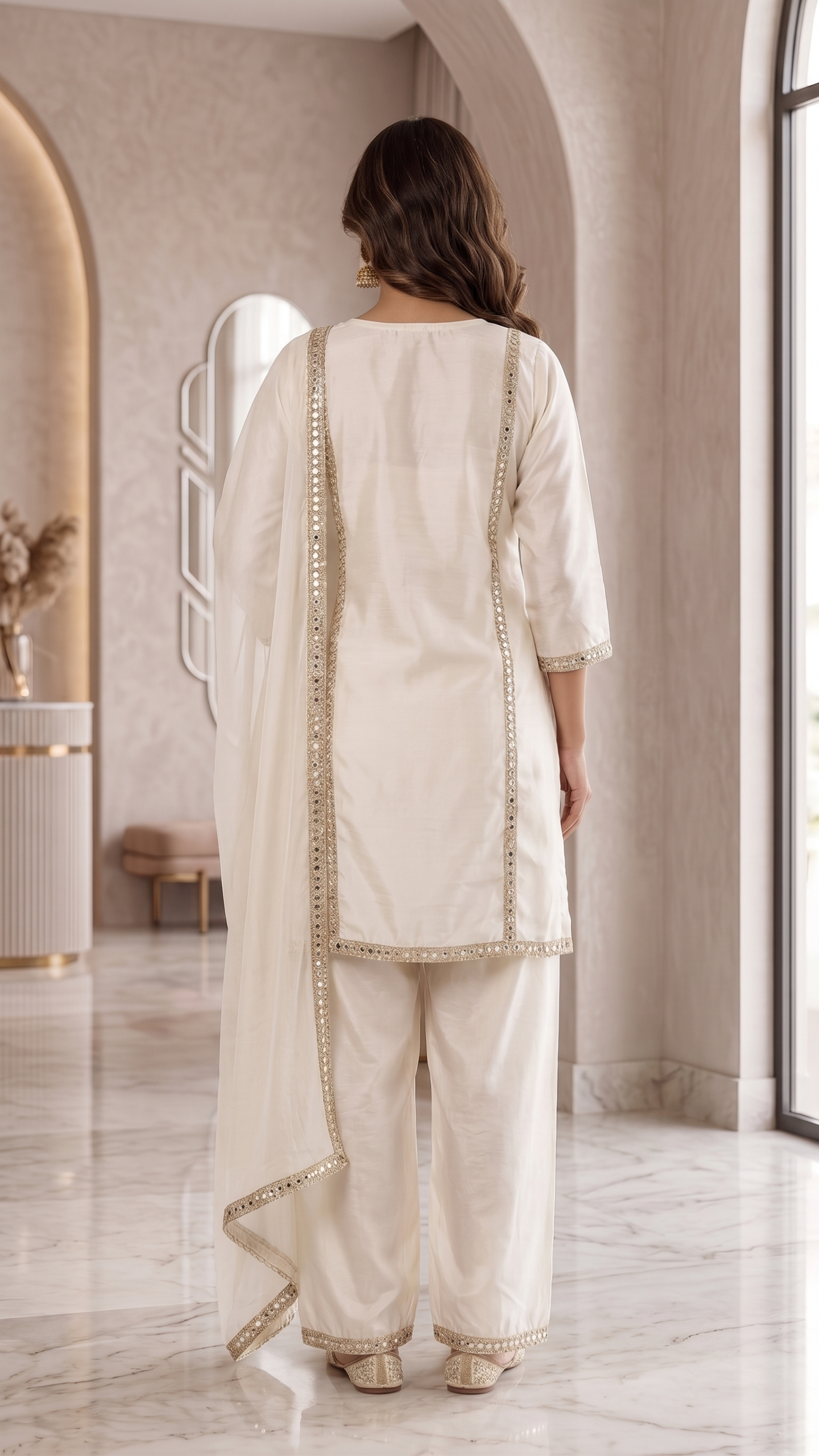 Chandni V-Neck Mirror-Work 3 Set - Image 3