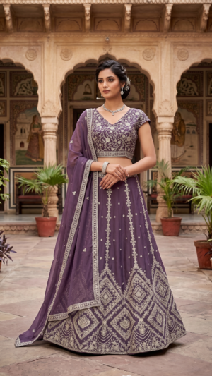 Imperial Purple Zari & Resham Work Designer Lehenga