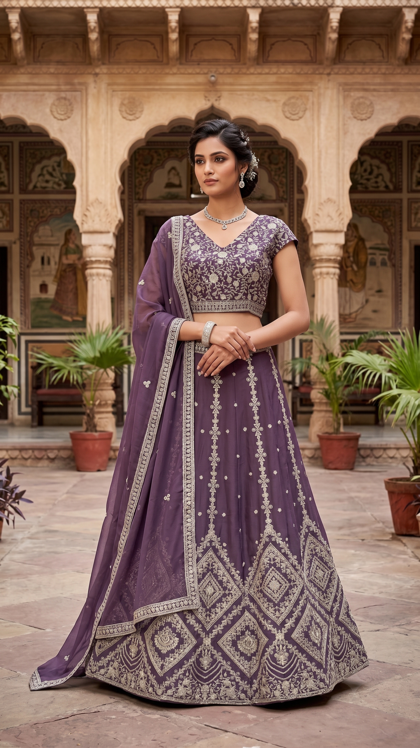 Imperial Purple Zari & Resham Work Designer Lehenga