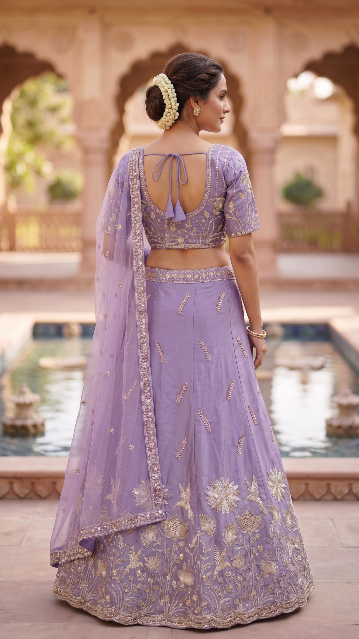 Lilac Bloom Hand-Crafted Lehenga Set - Image 3