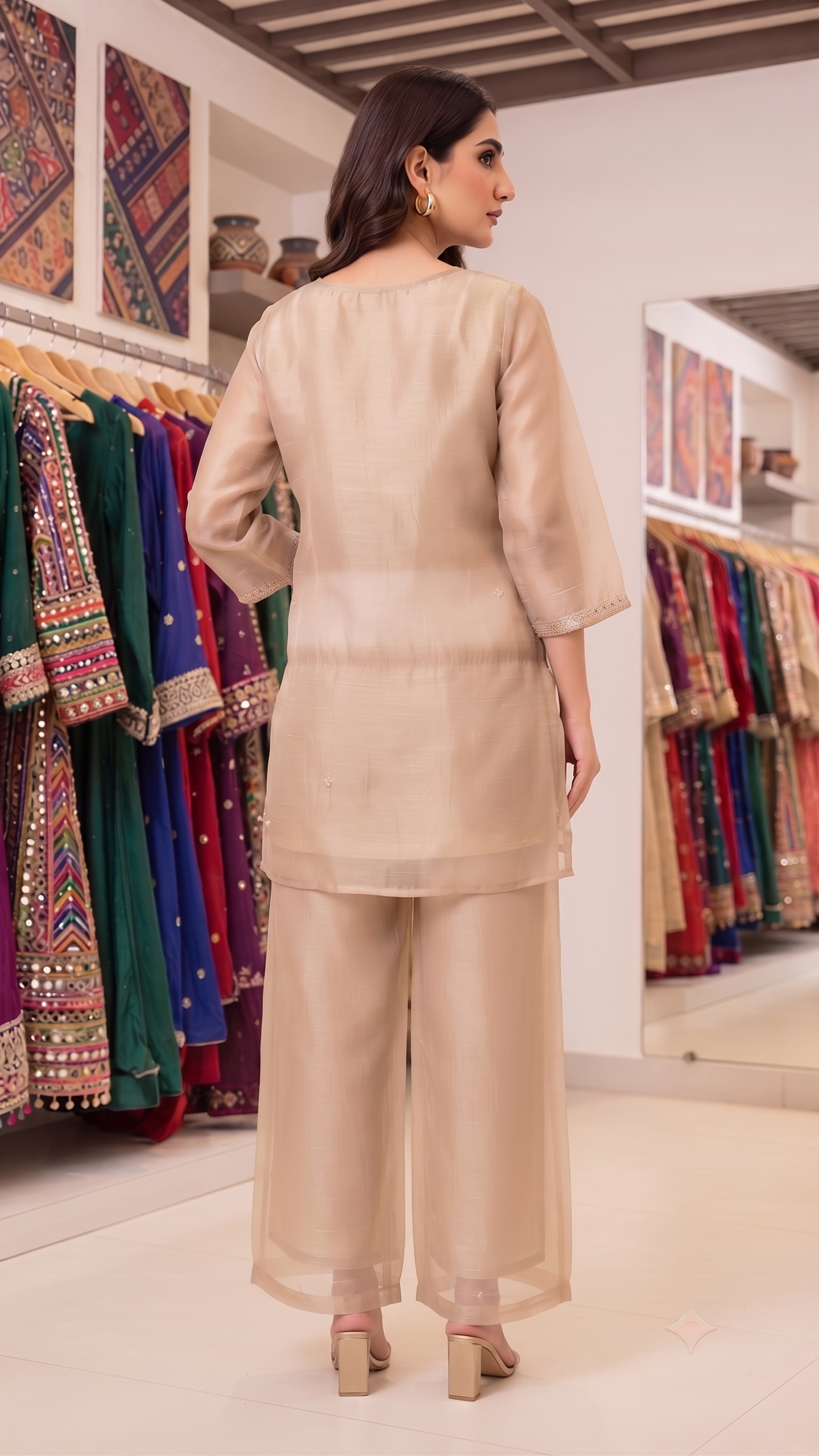 The Sahar Embroidered Silk-Organza Co-Ord 3 Set - Image 3
