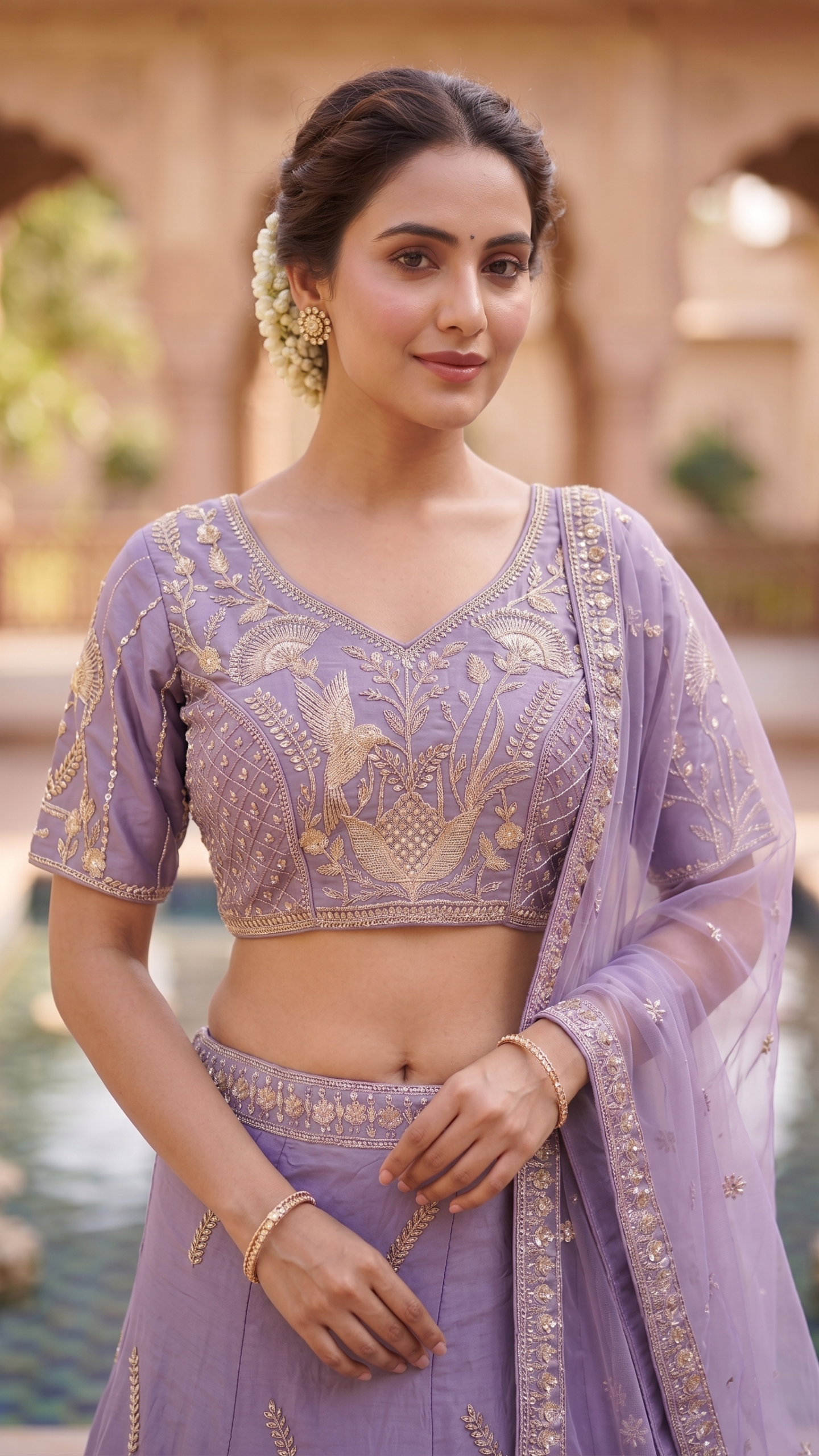 Lilac Bloom Hand-Crafted Lehenga Set - Image 2