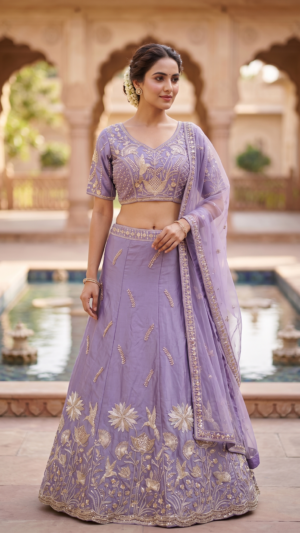 Lilac Bloom Hand-Crafted Lehenga Set