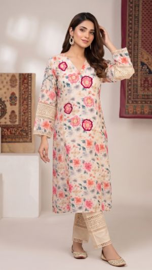 Noor-e-Bahaar" Floral Kurti 3 Set
