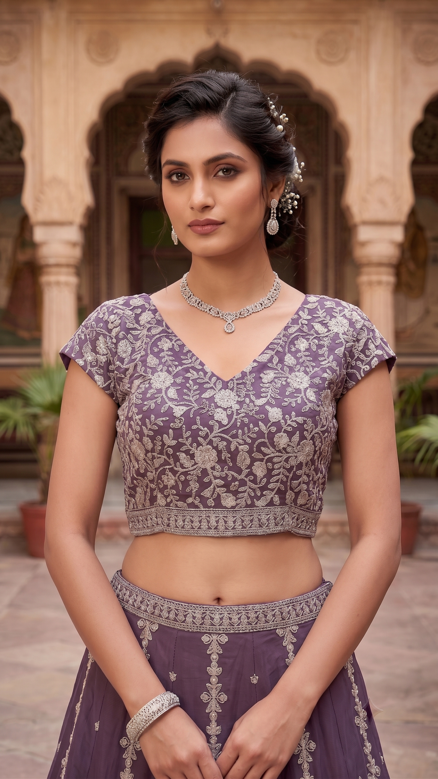 Imperial Purple Zari & Resham Work Designer Lehenga - Image 2
