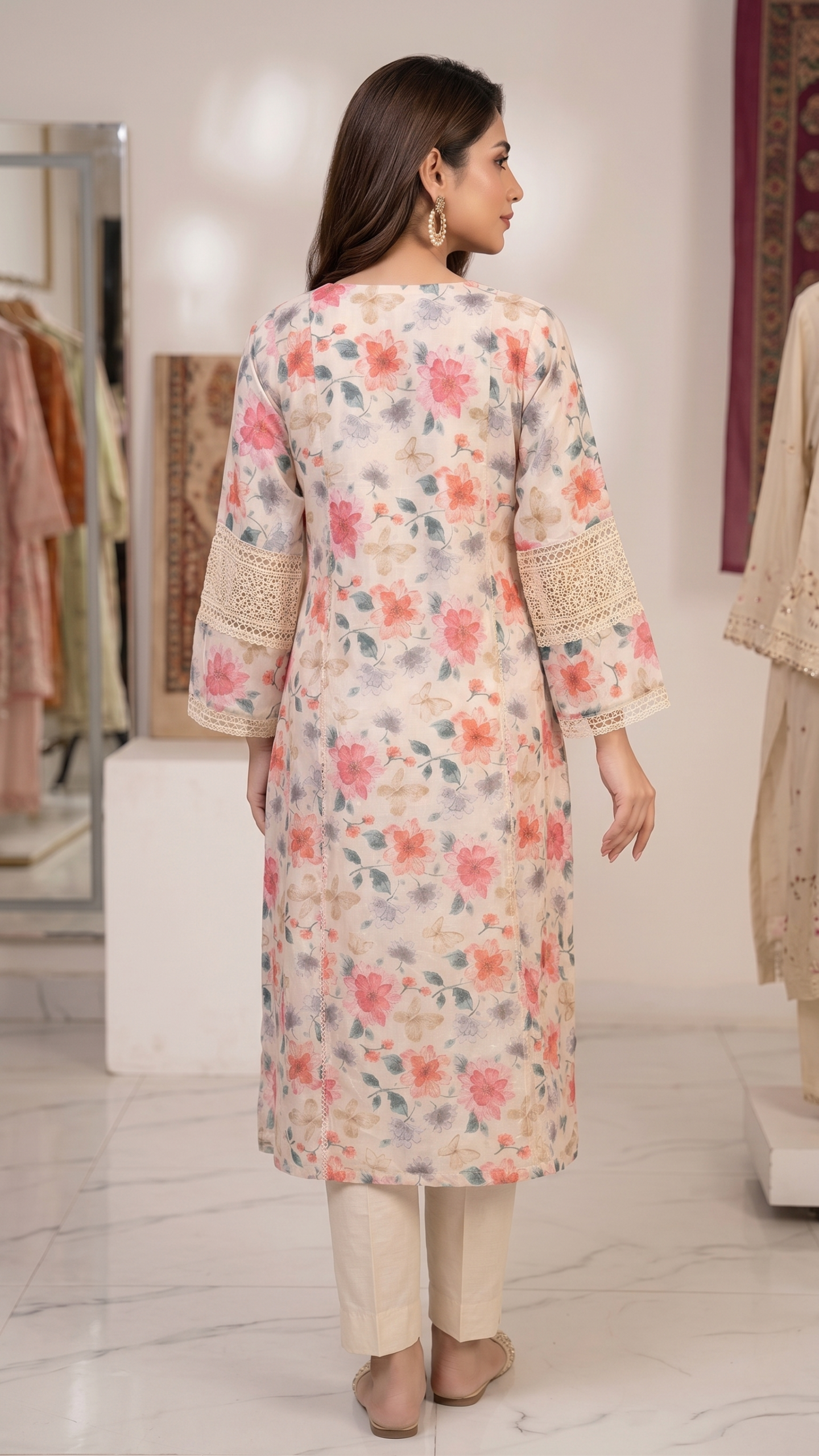 Noor-e-Bahaar" Floral Kurti 3 Set - Image 3
