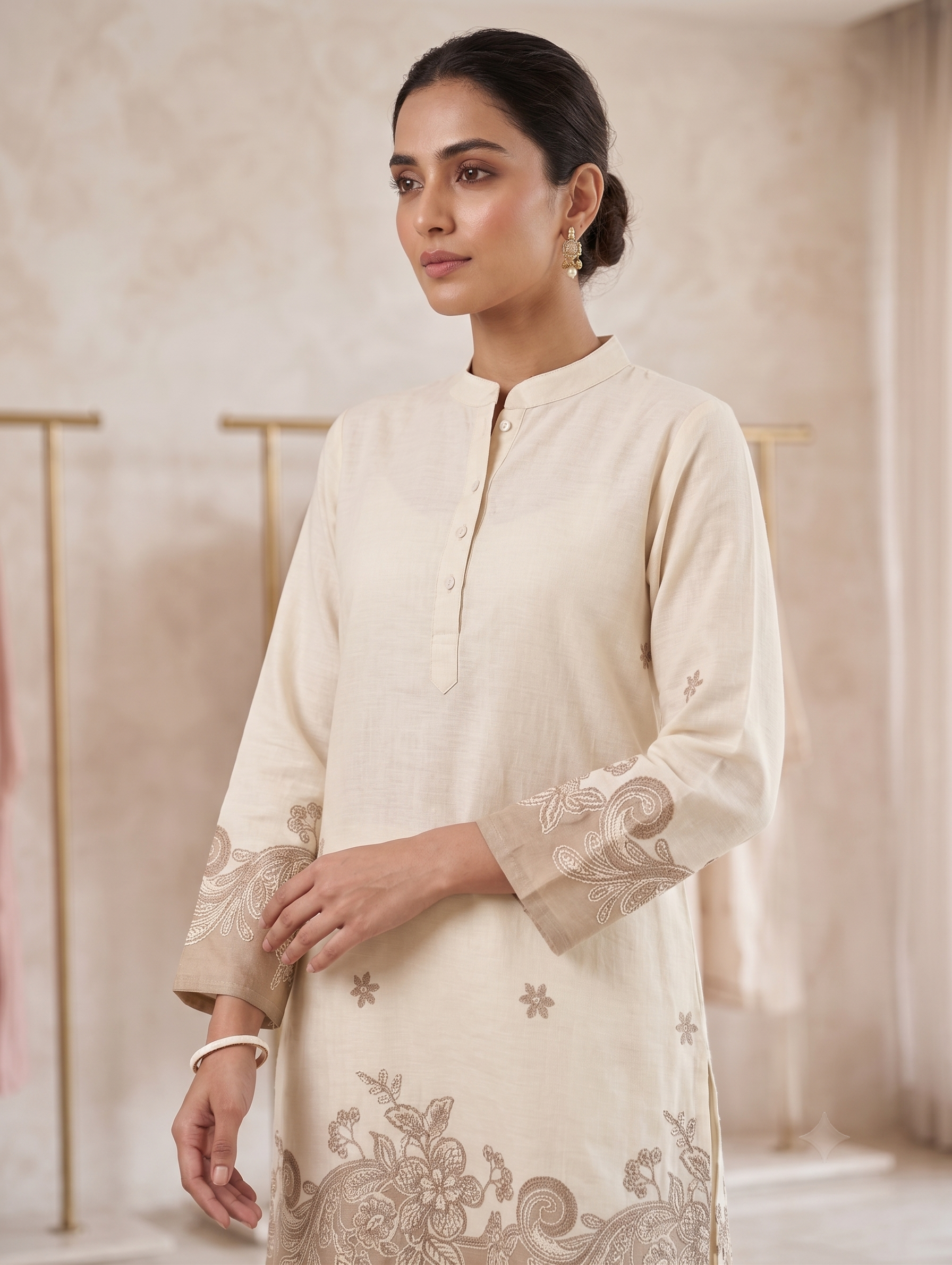 The Ivory Beige Melody Blossom Co-ord Set - Image 2
