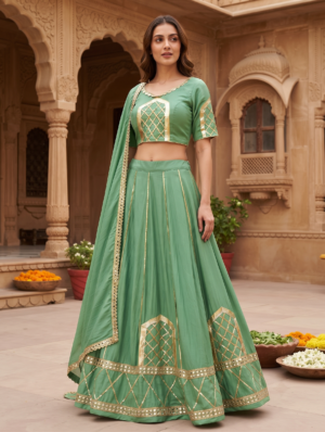 Pistachio Green Gota Patti Work Designer Chaniya Choli