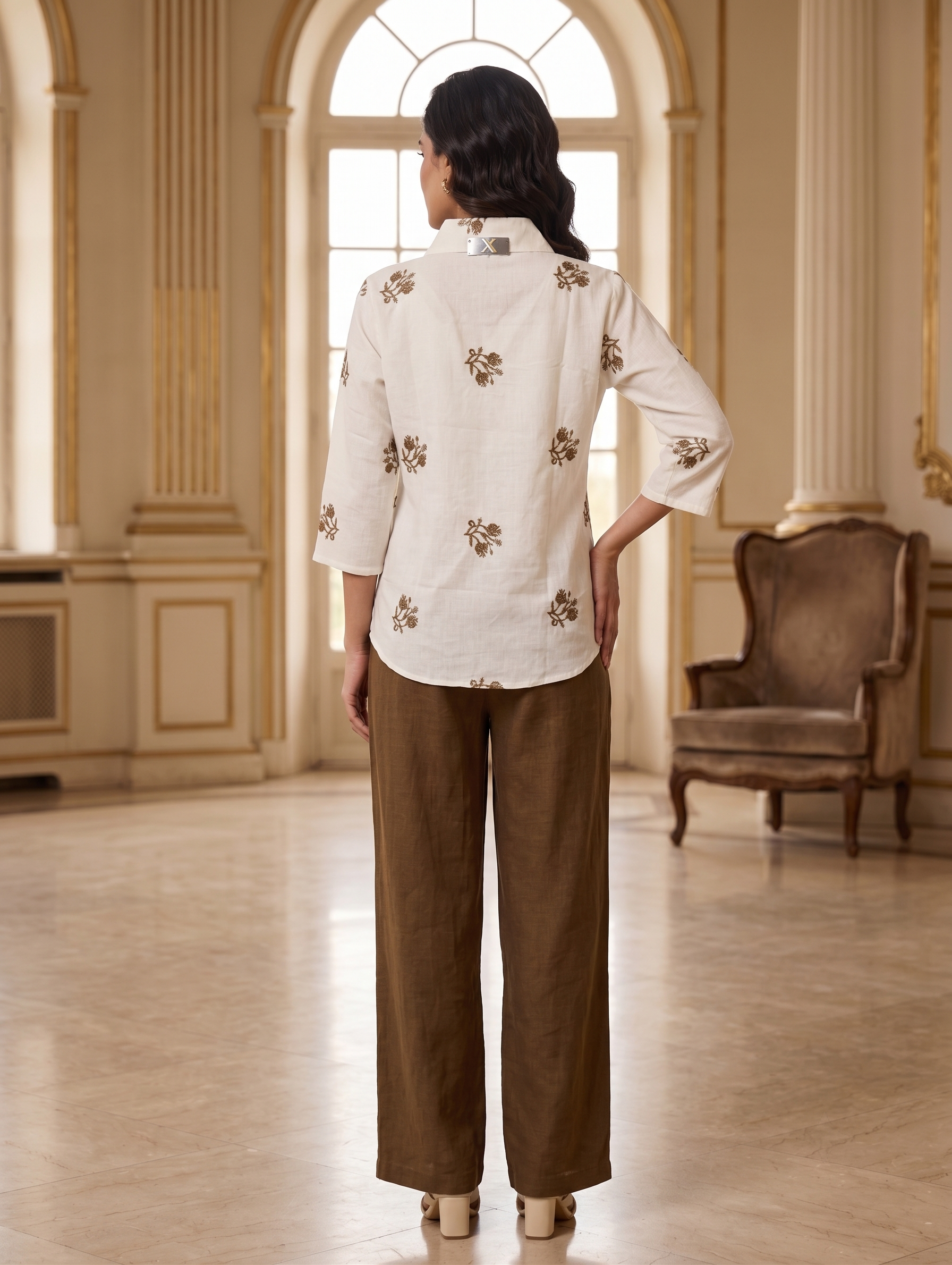 The Ivory & Olive Botanical Appliqué Co-ord Set - Image 3