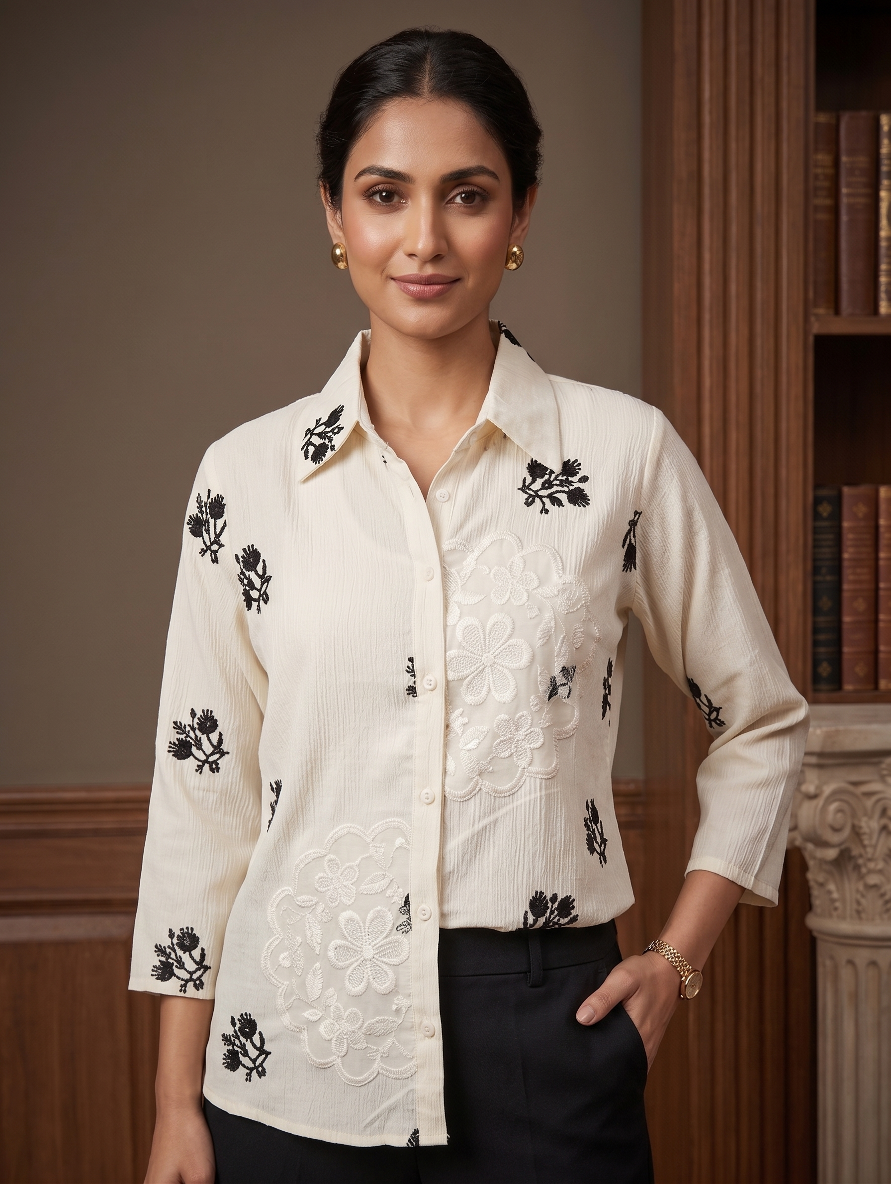 The Monochrome Flora Appliqué Co-ord Set - Image 2