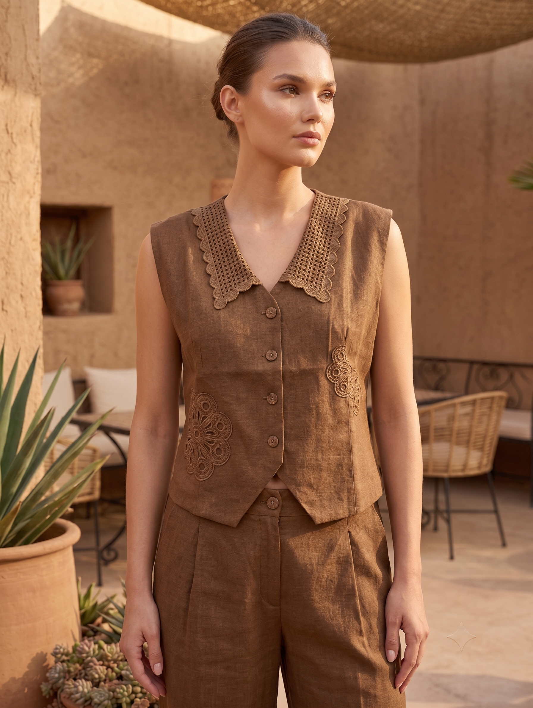 The Sienna Embroidered Linen Co-Ord Set - Image 2