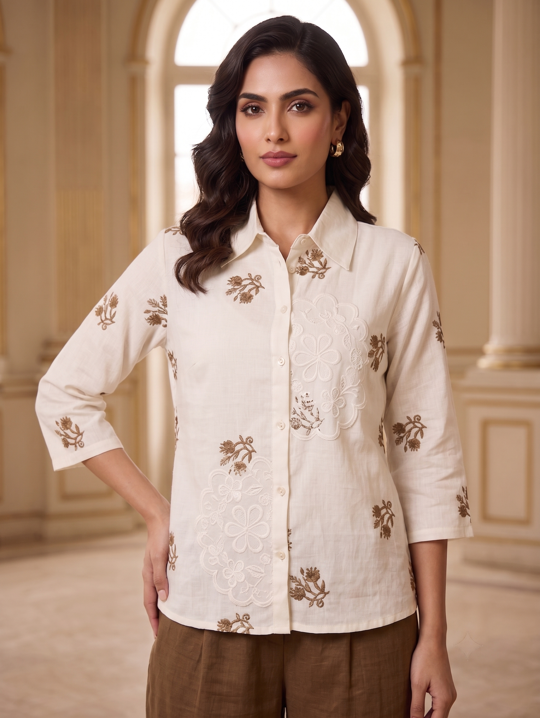The Ivory & Olive Botanical Appliqué Co-ord Set - Image 2
