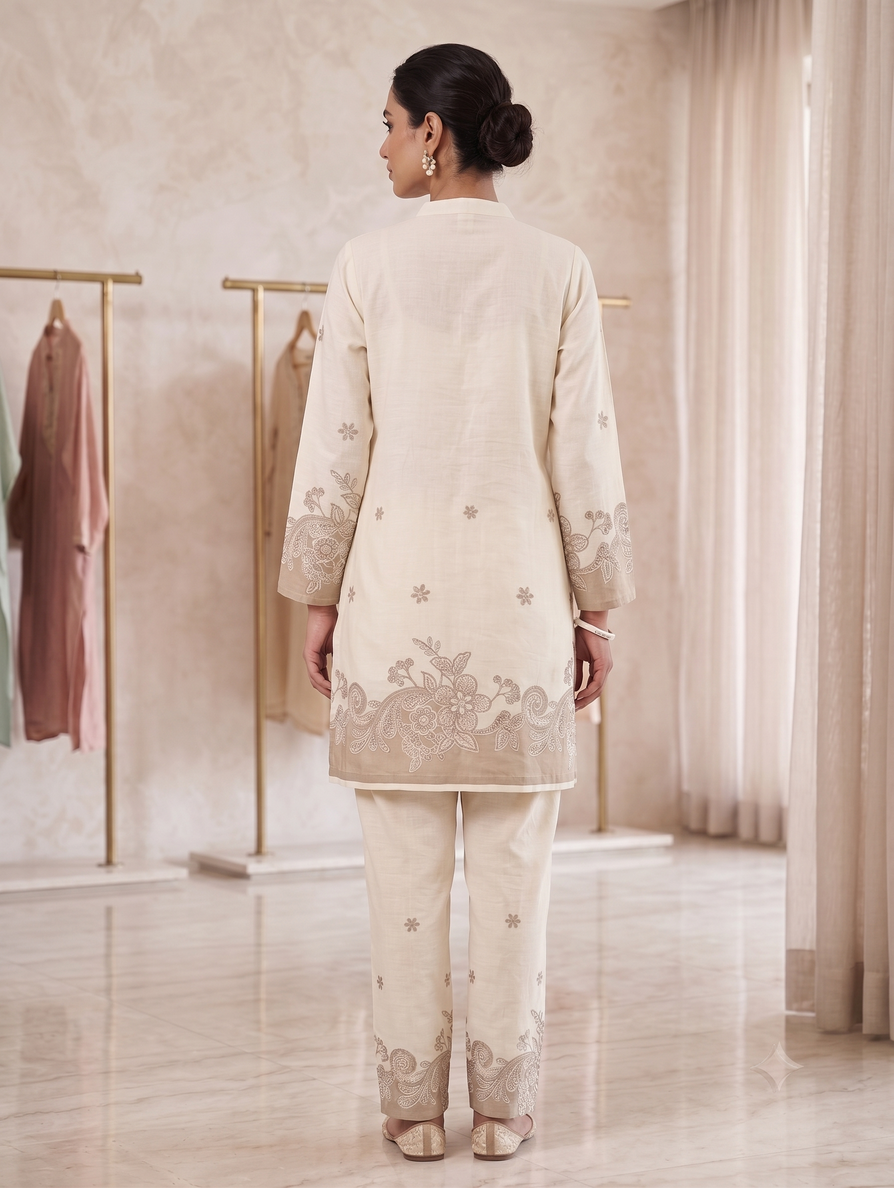 The Ivory Beige Melody Blossom Co-ord Set - Image 3