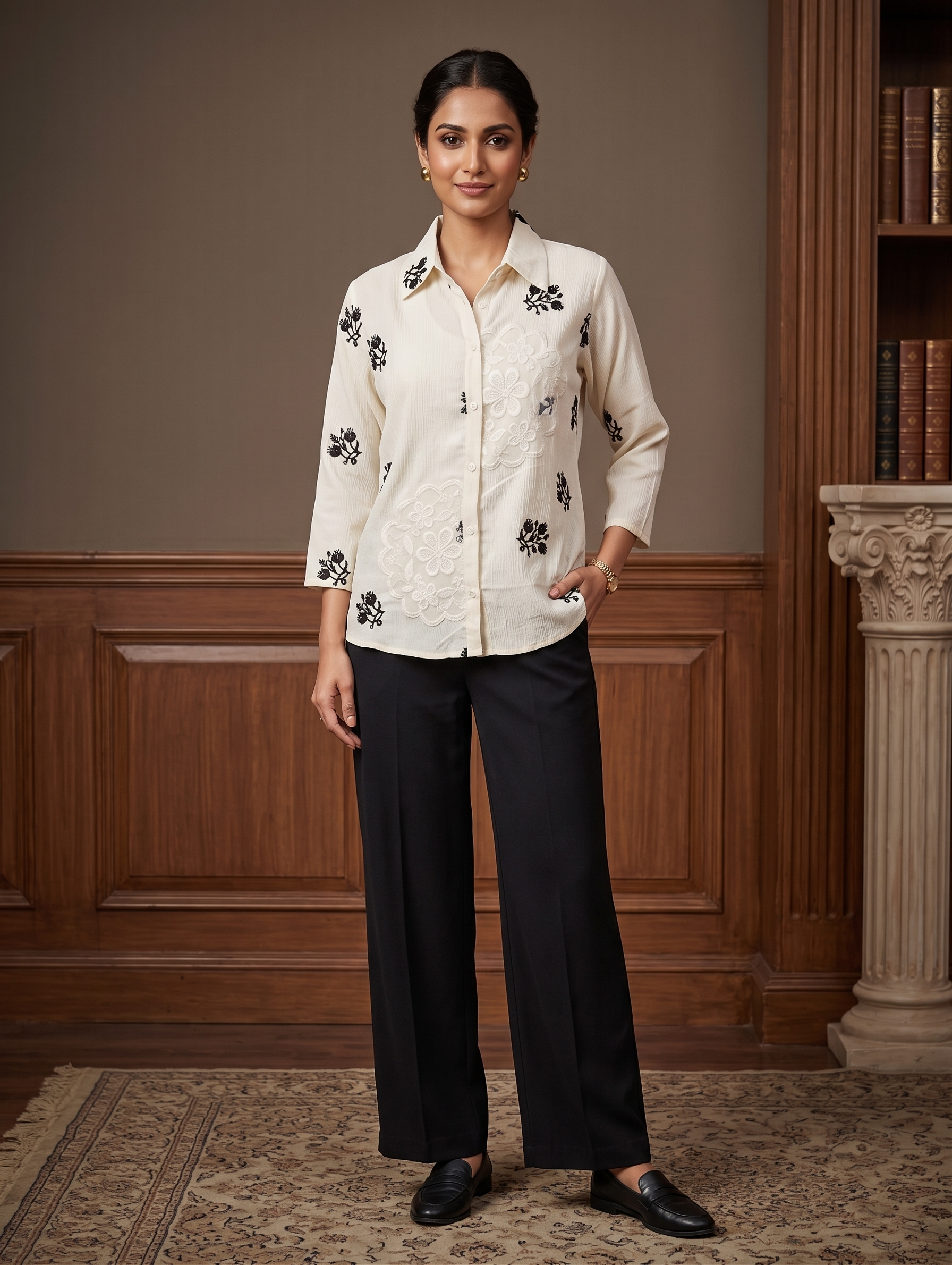 The Monochrome Flora Appliqué Co-ord Set