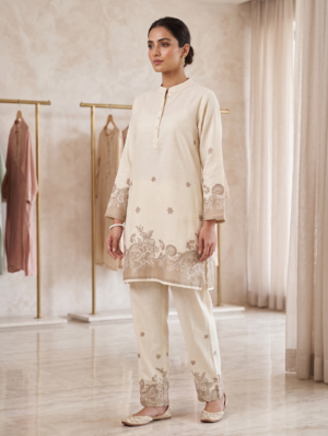 The Ivory Beige Melody Blossom Co-ord Set